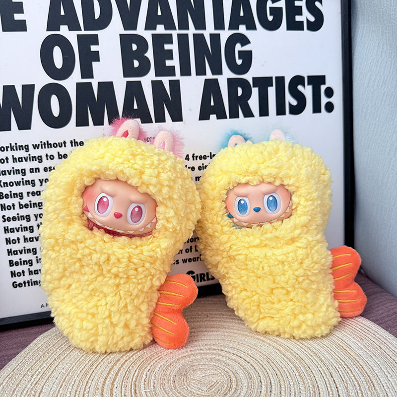 Fried Shrimp Costume for 17cm Labubu – Cute Plush One-Piece (Clothes Only)