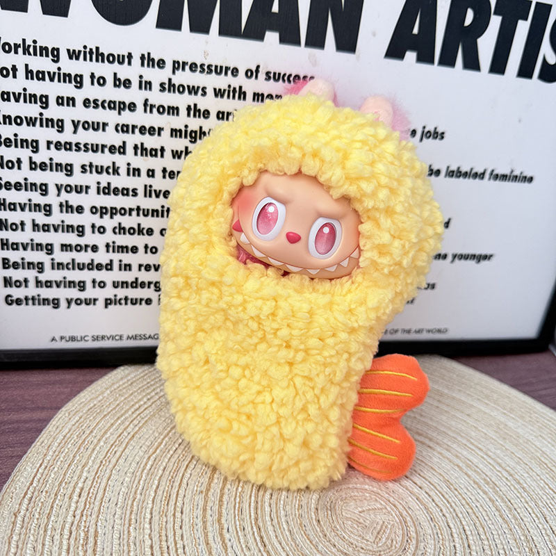 Fried Shrimp Costume for 17cm Labubu – Cute Plush One-Piece (Clothes Only)
