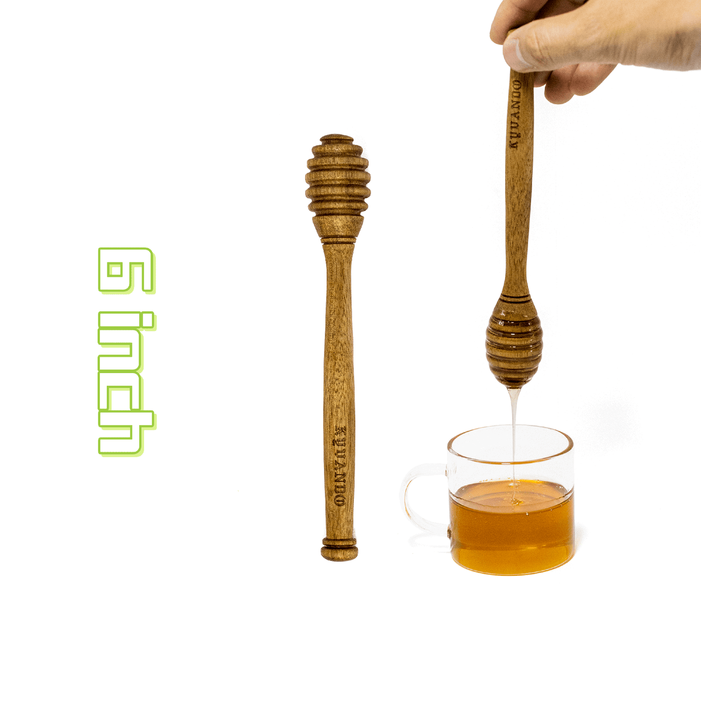 Brazilian Cherry Wood Honey Dipper - Durable & Warp-Resistant, Preserves Honey Purity, 2pcs, 6.3 Inch