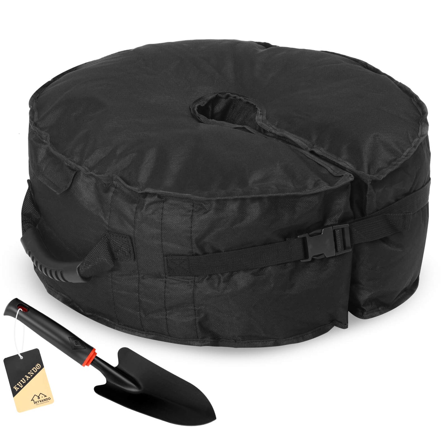 Umbrella Base, 90 lbs, Fits 0-10 ft Umbrellas, Includes Sand Filling Shovel, Side-Slot Opening, Perfect for Patio and Garden