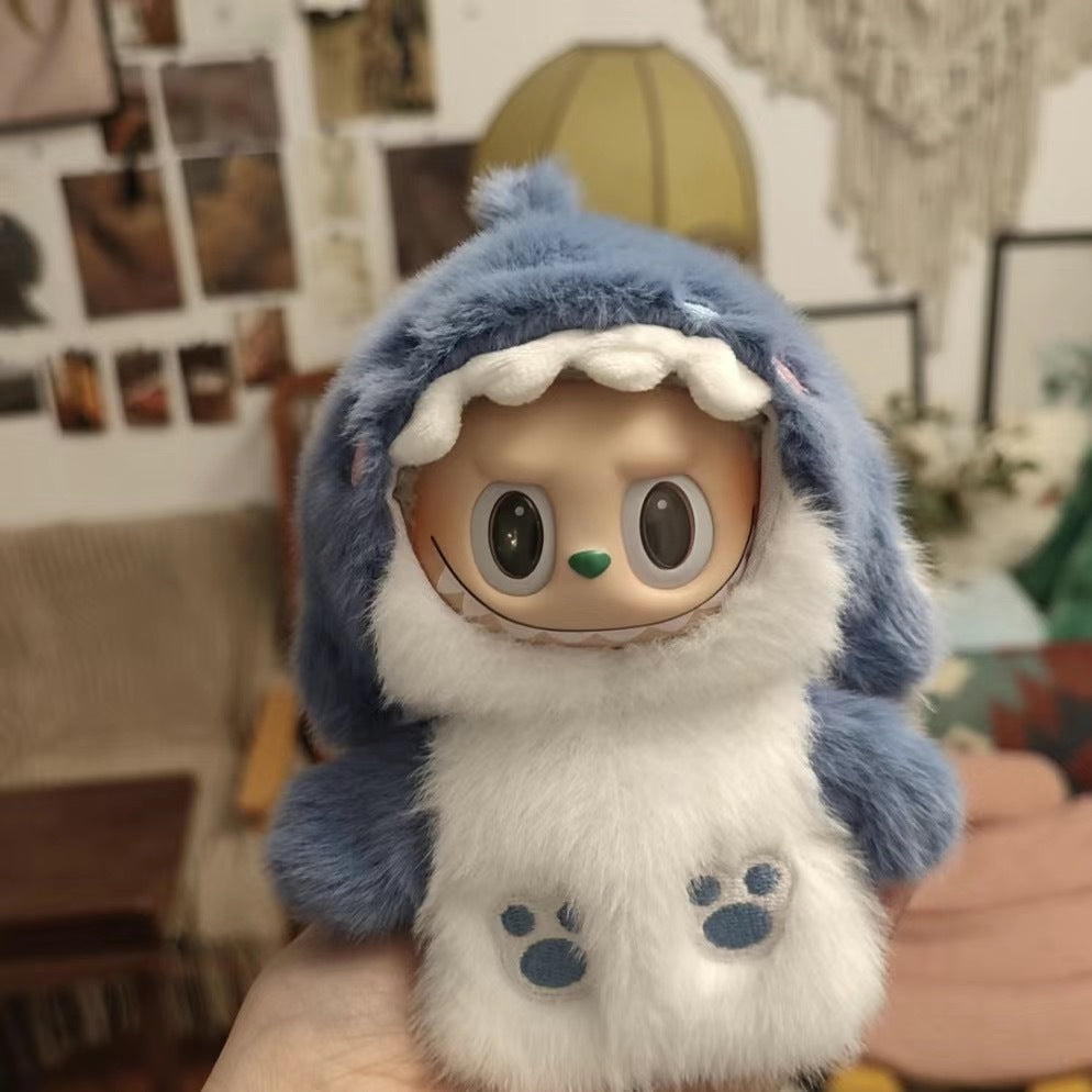 Shark Costume for 17cm Labubu – Plush One-Piece Outfit (Clothes Only)