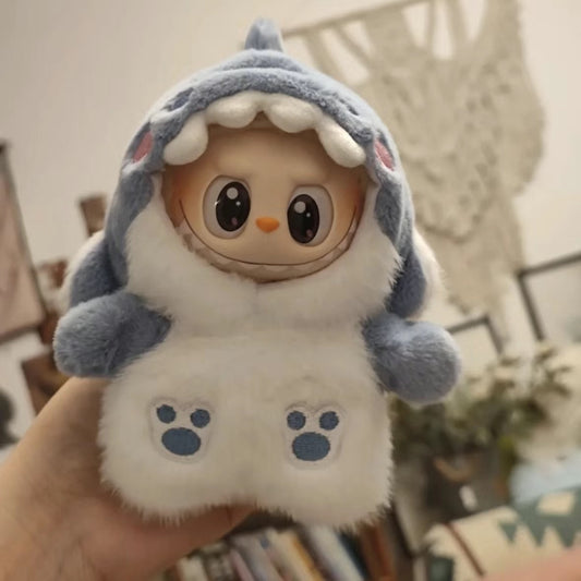 Shark Costume for 17cm Labubu – Plush One-Piece Outfit (Clothes Only)