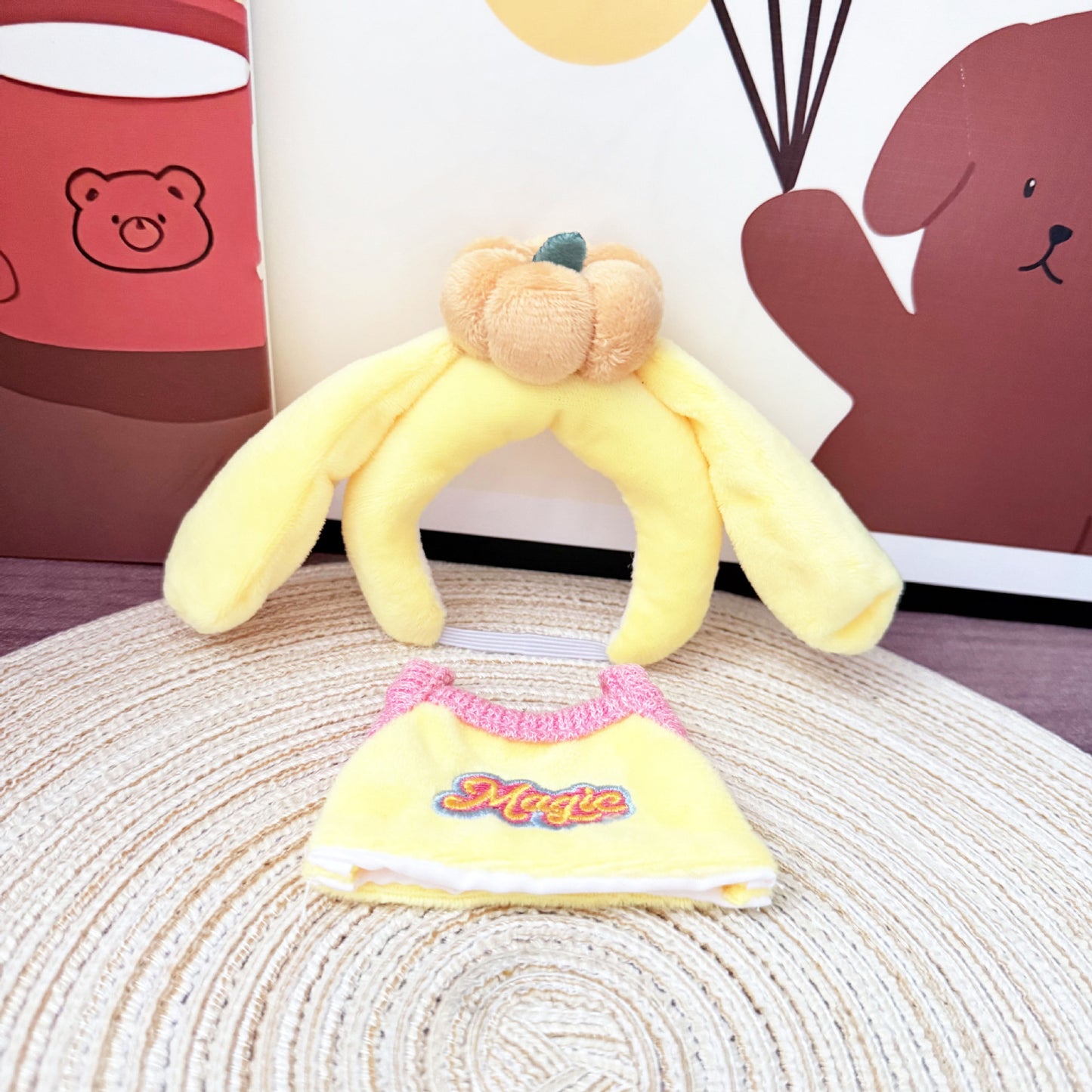 Pumpkin Hat Outfit for 17cm Labubu Dolls – Cute Daily Costume Clothes Set (Doll Not Included)