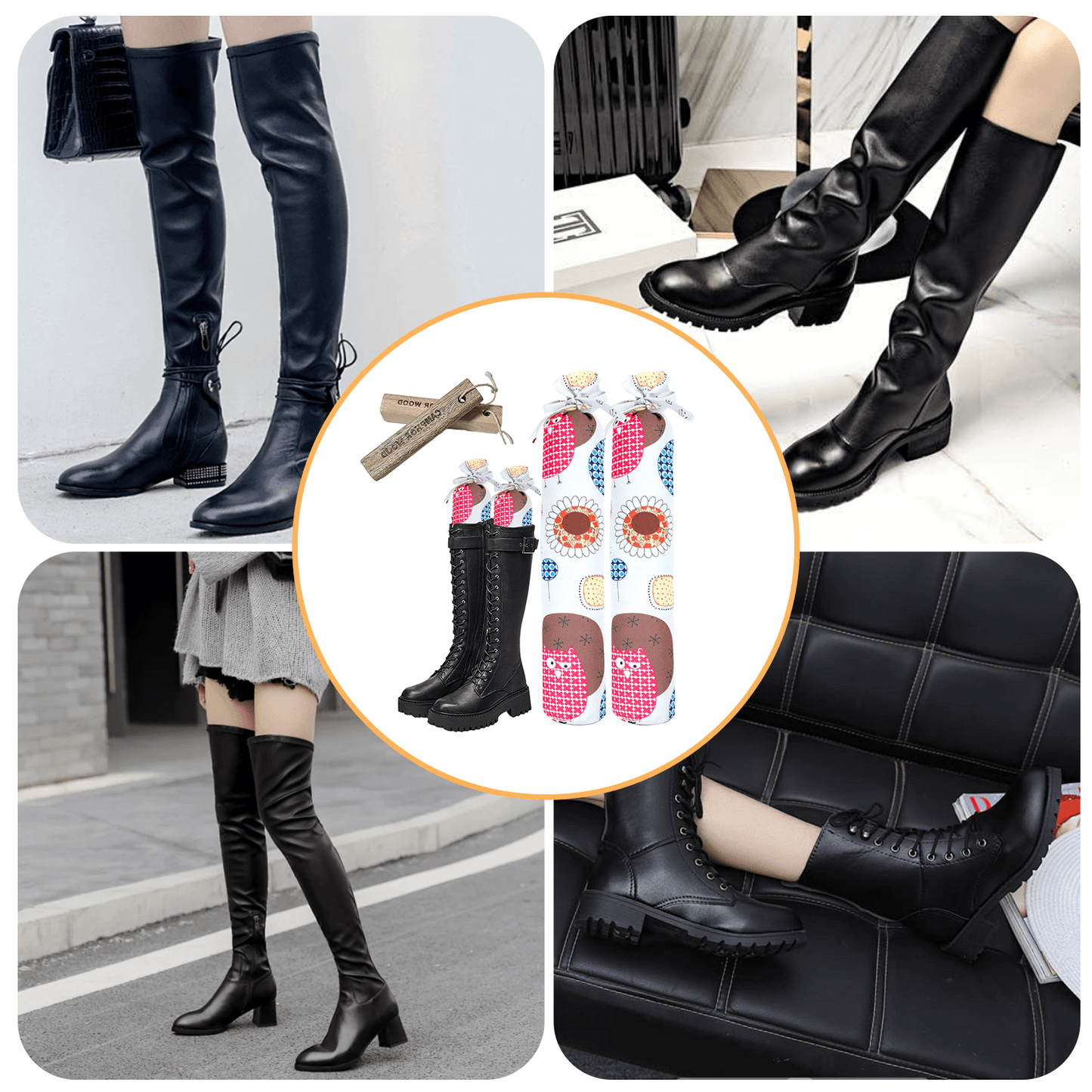 Boot Trees for Tall Boots, Includes cedar wood inserts, Boot Holders for Tall or Cowboy Boots. 1 Pair.