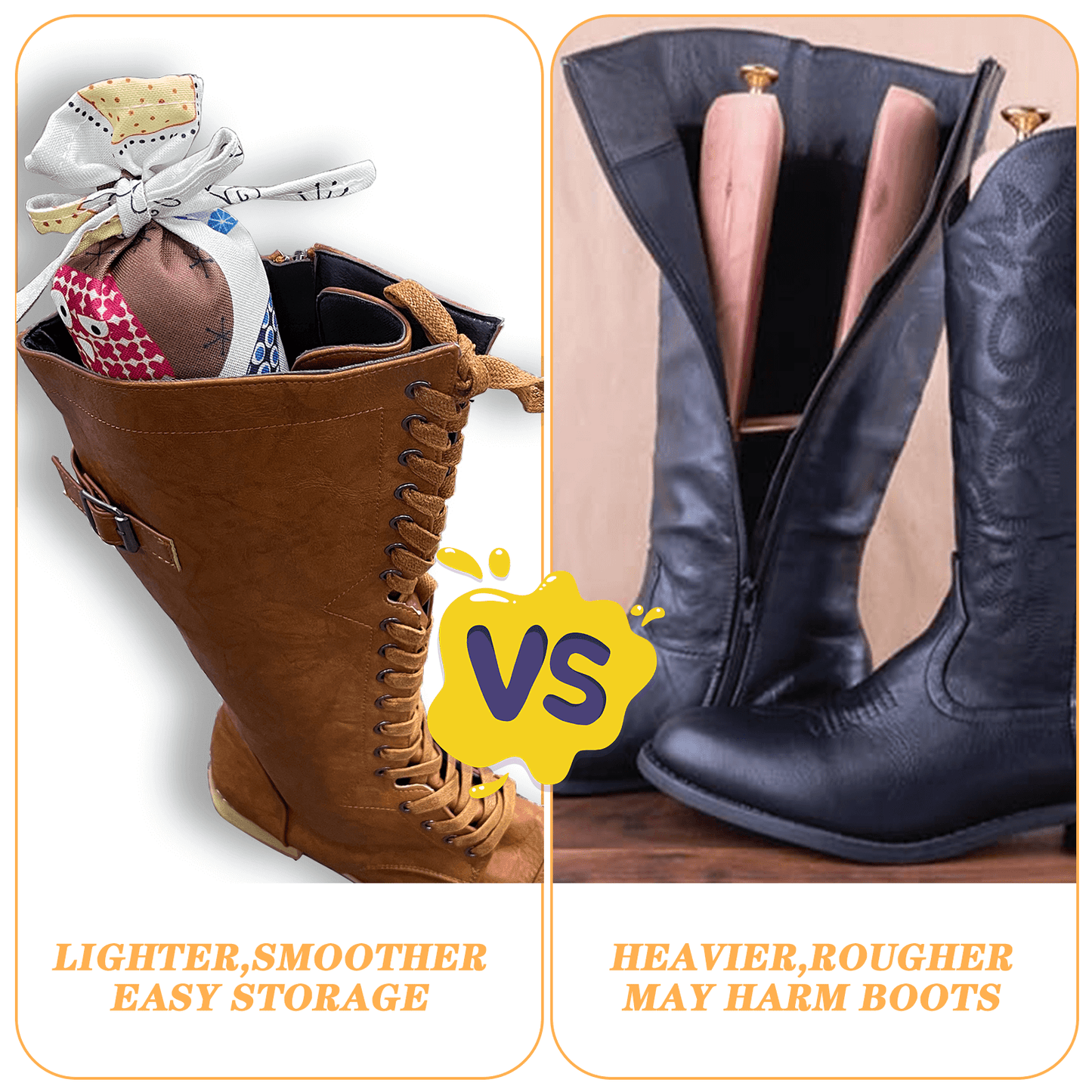 Boot Trees for Tall Boots, Includes cedar wood inserts, Boot Holders for Tall or Cowboy Boots. 1 Pair.