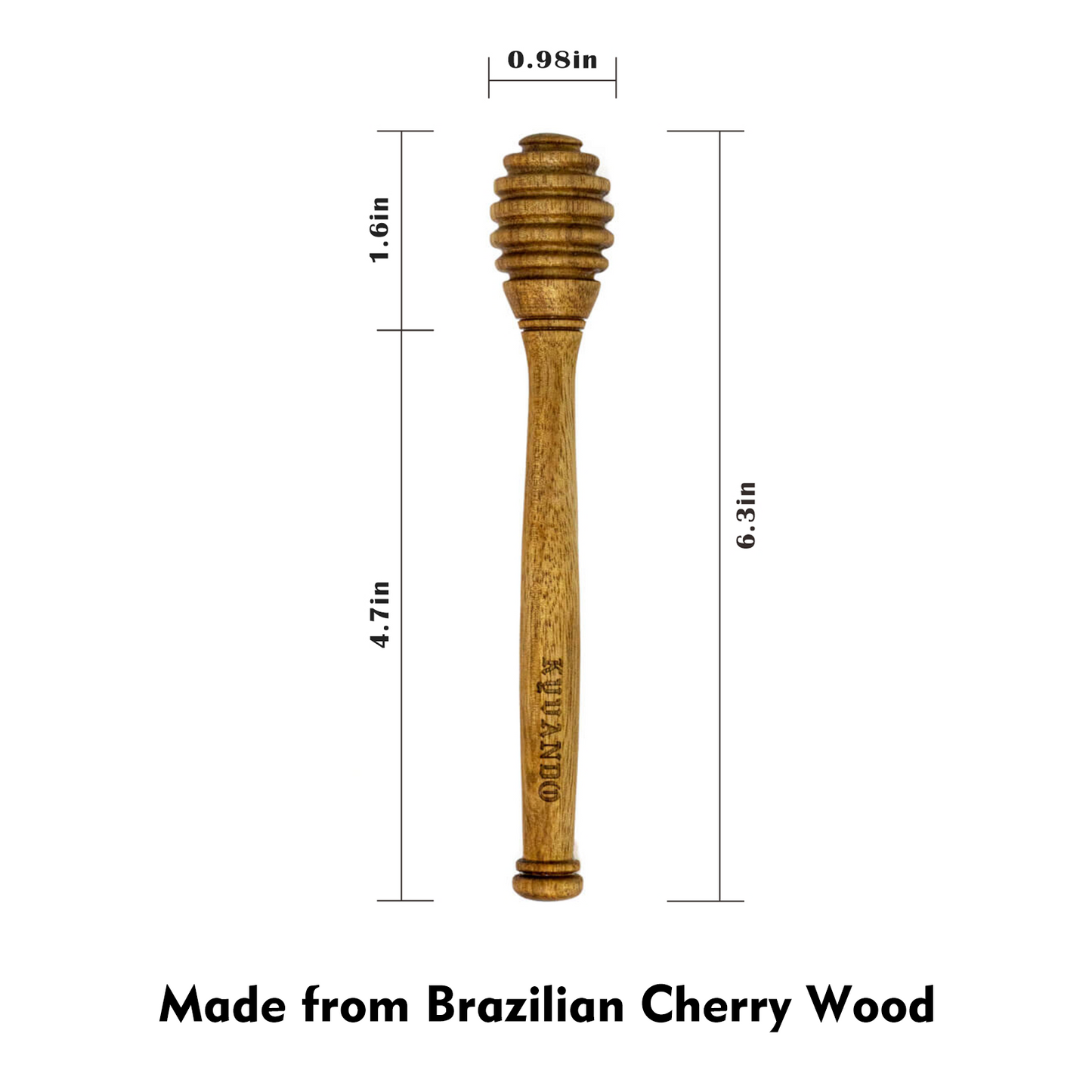 Brazilian Cherry Wood Honey Dipper - Durable & Warp-Resistant, Preserves Honey Purity, 2pcs, 6.3 Inch