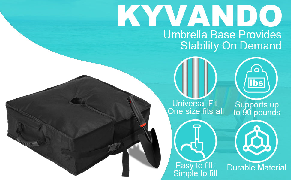 Umbrella Base, 90 lbs, Fits 0-10 ft Umbrellas, Includes Sand Filling Shovel, Side-Slot Opening, Perfect for Patio and Garden