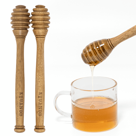 Brazilian Cherry Wood Honey Dipper - Durable & Warp-Resistant, Preserves Honey Purity, 2pcs, 6.3 Inch