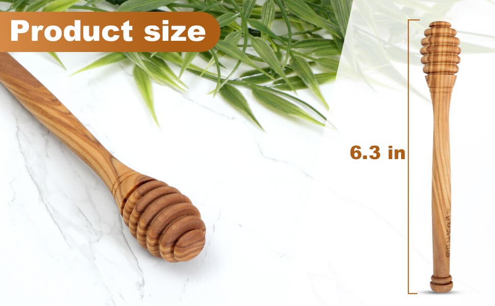 Traditional Olive Honey Dippers - Durable & Warp-Resistant, Preserves Honey Purity, 1pcs, 6.3 Inch