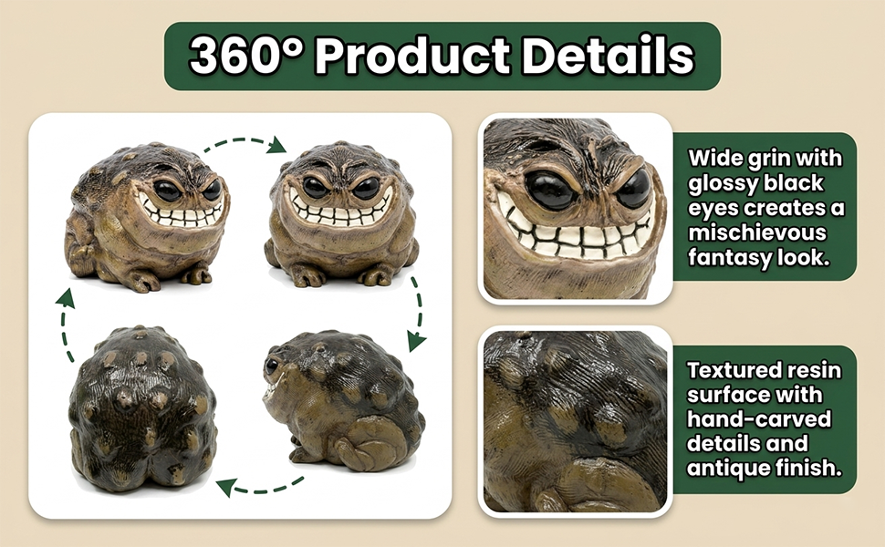 weird grumpy smiling frog toad statue, funny ugly cute garden yard plant decor novelty home office decor sculpture, unique gift boxed figurine, 1pc weird grumpy smiling frog toad statue, funny ugly cute garden yard plant decor novelty home office decor sculpture, unique gift boxed figurine, 1pc