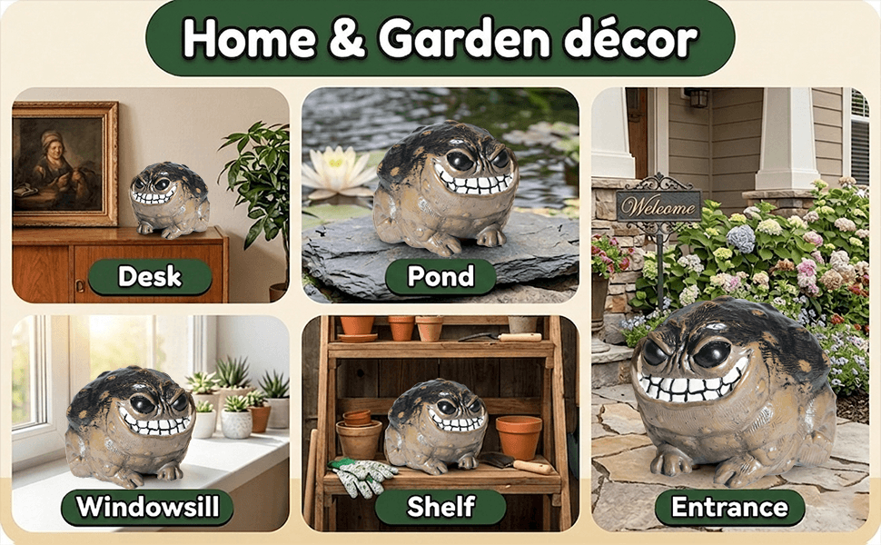 weird grumpy smiling frog toad statue, funny ugly cute garden yard plant decor novelty home office decor sculpture, unique gift boxed figurine, 1pc weird grumpy smiling frog toad statue, funny ugly cute garden yard plant decor novelty home office decor sculpture, unique gift boxed figurine, 1pc