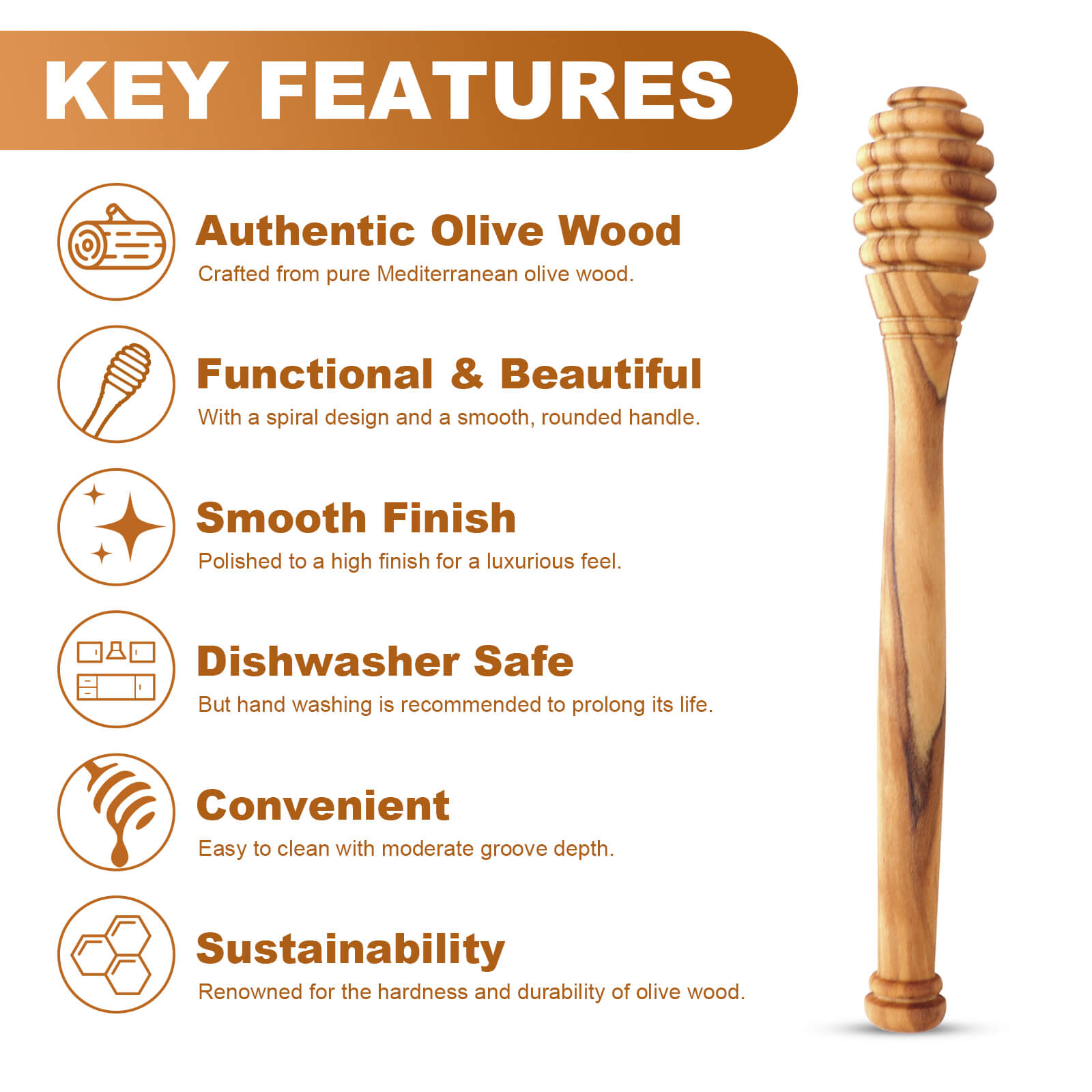 traditional olive honey dippers durable & warp resistant, preserves honey purity, 1pcs, 6.3 inch traditional olive honey dippers durable & warp resistant, preserves honey purity, 1pcs, 6.3 inch